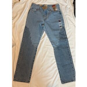 Levis 501 Original Jeans Womens 29x30 Two Tone Light Wash Straight Leg High Rise